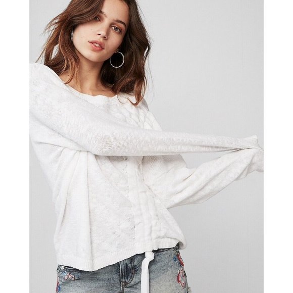 Express Marled Asymmetrical Ruched Pullover Sweater XS - Picture 6 of 7